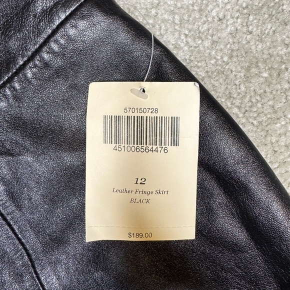 Boston Proper Black Leather Fringe Skirt Y2K/90’s Vintage - Picture 4 of 7